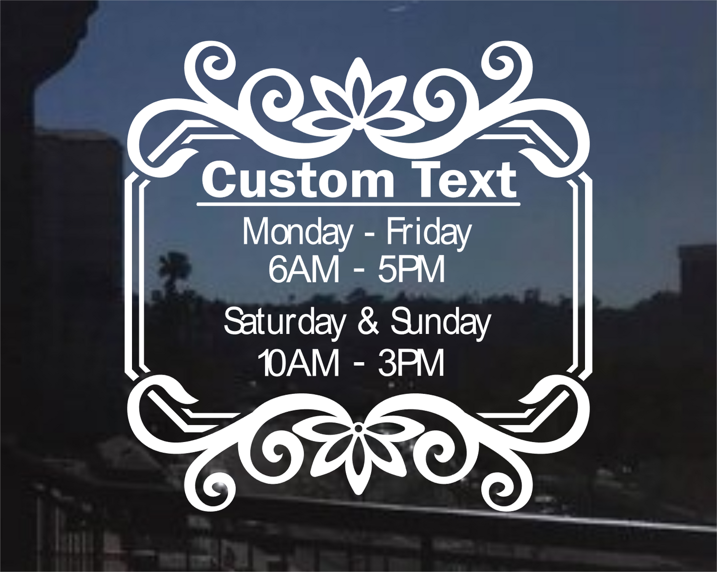 Custom Store Hours With 1 Line Custom Text