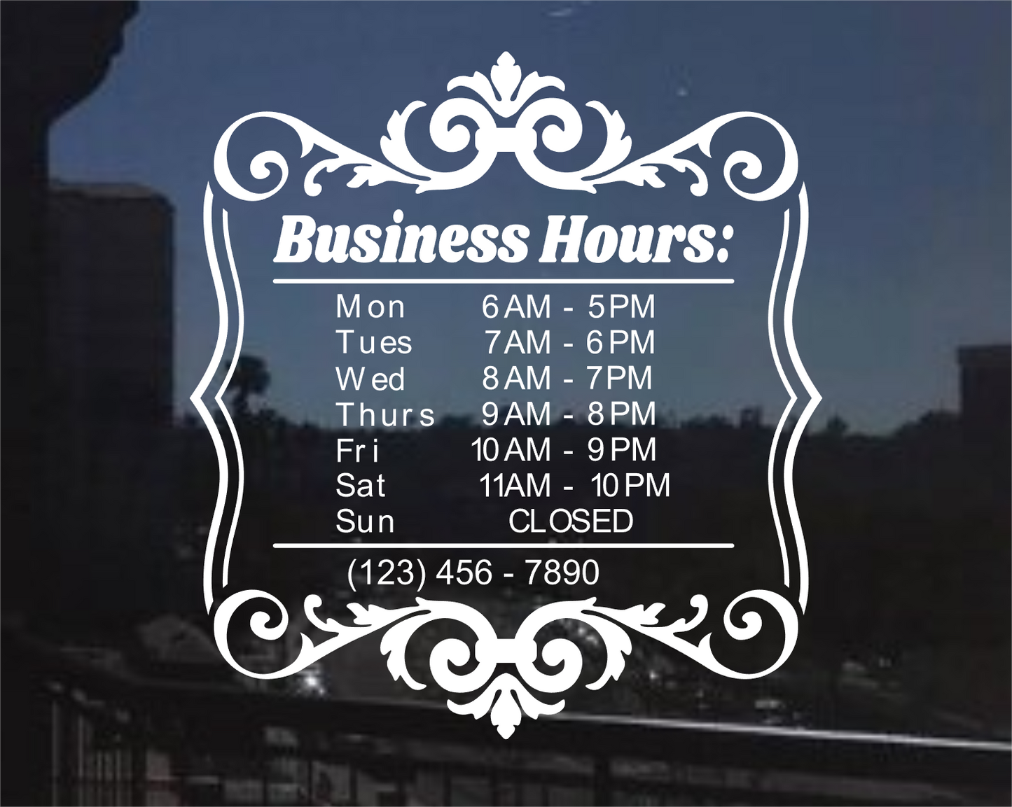 Custom Store Hours With Phone Number