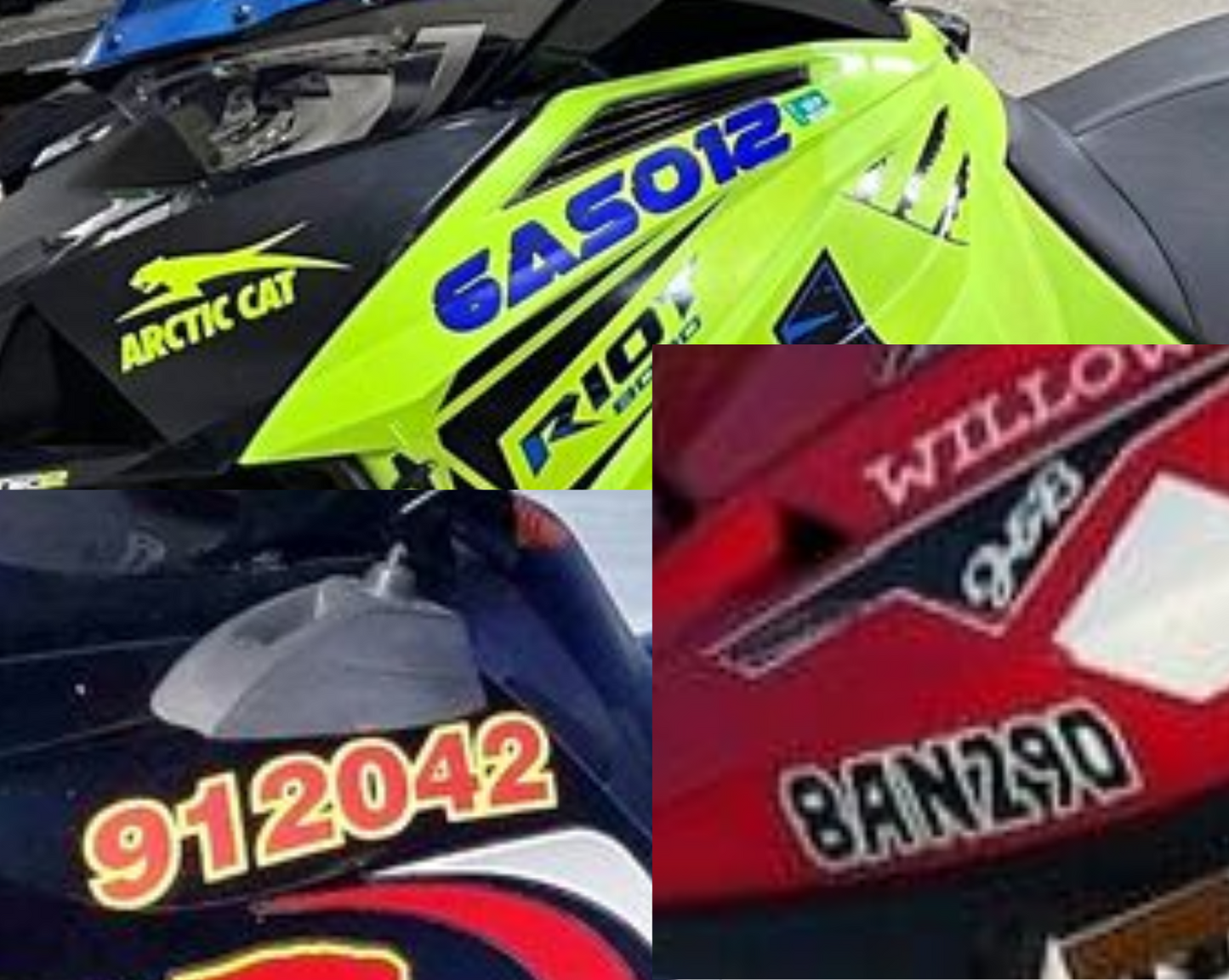 Custom Snowmobile Registration Numbers Vinyl Decal 2pc's