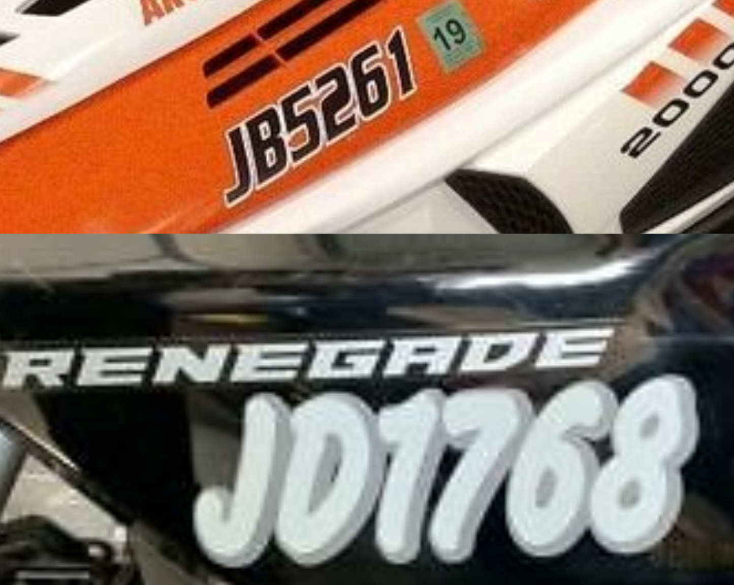 Custom Snowmobile Registration Numbers Vinyl Decal 2pc's