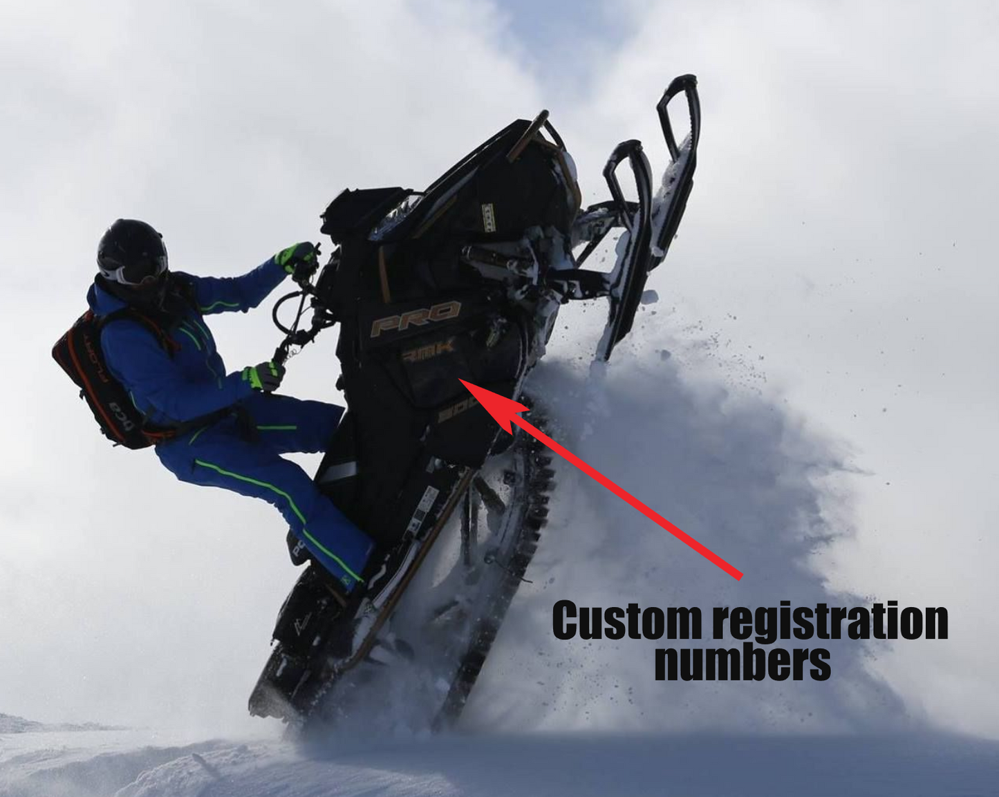 Custom Snowmobile Registration Numbers Vinyl Decal 2pc's