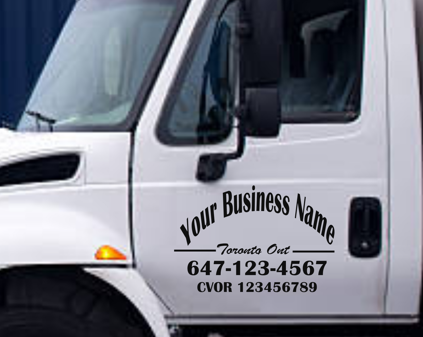 Custom Truck Door Decals  US DOT/ CVOR Numbers Trucking Decal Stickers  Business name, Logo, Phone number, City, State or Province.